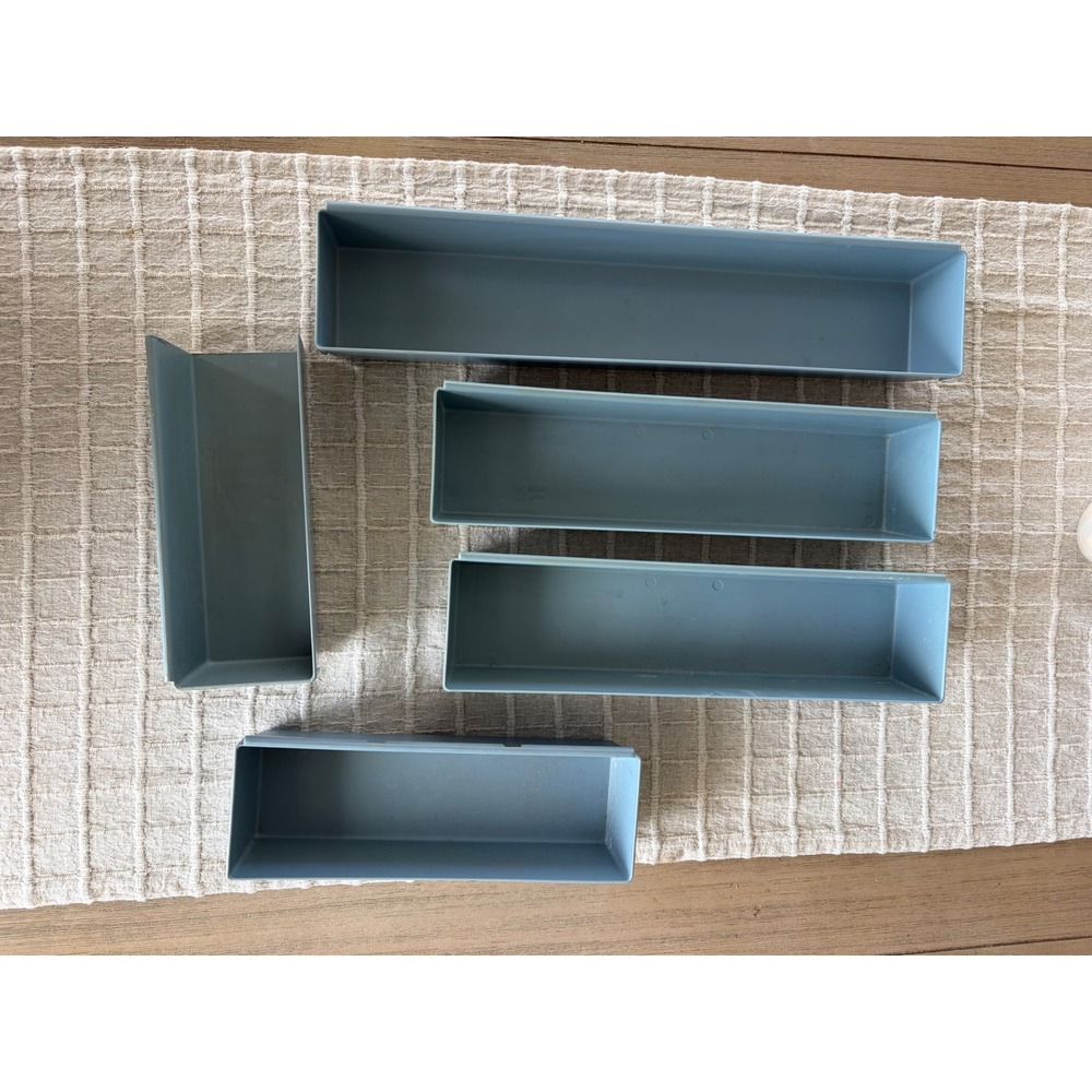 Vintage Rubbermaid Drawer Organizer Set 5pc Slate Blue Plastic 2917 2912 2915